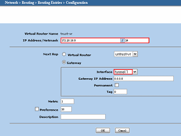 Create Tunnel Interface - Virtual Router Name